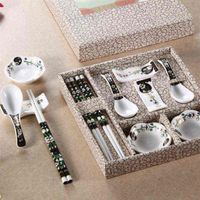 Na China Wind Creative Ceramic Tableware Dinner Ware Set PRAIXO DINANEDUSTURS Sushi Presente com caixa inteira H220409269B
