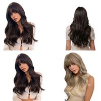 Synthetic Wig Slong Brown Wigs With Bangs Wave For Women 18S...