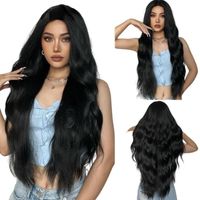 Synthetic Wigs Middle Part Long Curly Hair Black Wig Fl Head...