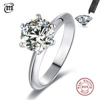 Solitaire Ring Luxury 925 Sterling Silver Real Rings Wholesa...