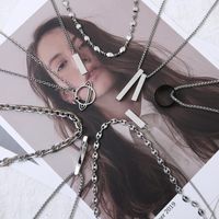 Sindlan Punk Silver Color Chain Pendant Necklace for Women Kpop Goth  Stainless Steel Cubic Zirconia Femlae Y2k Emo Jewelry Colar