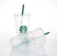 Serrata Starbucks Goddess 24oz/710 ml Tumbler di plastica riutilizzabile bevendo a tazza a tazza a tazza di fondo piatto a forma di goccia paglia