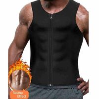 Herrenwesten Trainingstrainer Weste Tanktops Schweiß Sauna Taille Body Shaper Slim männliche Sports Gym Zipper T -Shirt Plus Size239s