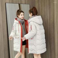 Casacos de trincheira feminina Jackets fêmea casaco de inverno feminino Parkas com capuz de casaco quente algodão acolchoado Plus Size S-3xl