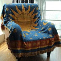 Wandteppiche verdicken reine Baumwollfadengestrickte Decke mit Quasten lässige ethnische stammes böhmische Sofa -Deckbett -Heimdekoration 220830