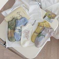 Frauen Socken Süß für 2022 Frühlings Sommer -Knöchel hochwertige atmungsaktive kurze weibliche bahnbrechende Blumenkoreanische Stile