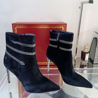 Kaşmir ayak bileği botları rene caovilla moda kristal rhinestone serpantin sarma bayanlar ayakkabılar en kaliteli yüksek topuk patik lüks tasarımcılar boot 35-42