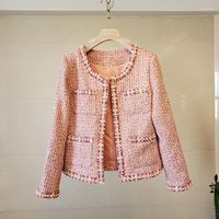 Jackets femininas Pequena jaqueta de fragrâncias 2022 Autumn e inverno Temperamento Tweed Tweed Slim Short Pocket Top