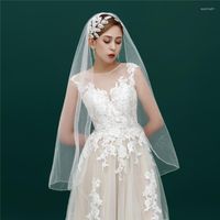 Velo da sposa 1 bordo di livello velo da sposa per sposa elegante corto con abito di alta qualità della cattedrale del gomito di pettine