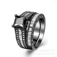 Wedding Rings Ladies Fashion Double- layer Ring Plated With B...