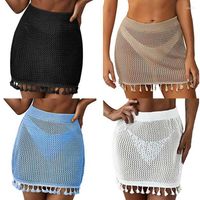 Jupes Fashion Summer Cover up for Women Beach High Taist Sarong Bikini Jirt Bottom With Tassels Color Color Windwear Wrap