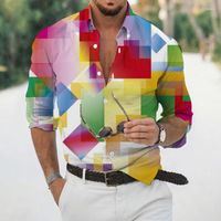 남성용 캐주얼 셔츠 남성용 면화 가벼운 통기성 통기성 빠른 건조한 하와이 휴가 옷깃 싱글 가슴 기하학적 인쇄