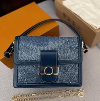 데님 타닌 체인 가방 플랩 크로스 바디 겨드랑이 체인 가방 숄더백 지갑 최고 품질의 가죽 파우치 골드 하드웨어 클래식 플라워 클러치 토트 2 스트랩