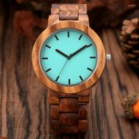 Relógios de pulso moda moda charmost blue wood watch watches watches de pulseira de madeira ajustável