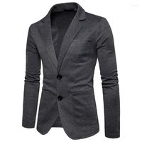 남자 양복 남자 블레이저 공식 한국 스타일 슬림 한 단색 포켓 슈트 코트