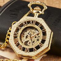 Montres de poche montre mécanique dorée pour hommes