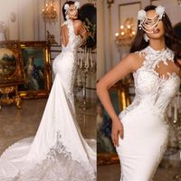 2023 Dubai Luxury Mermaid Wedding Dresses Plus Size High Nec...