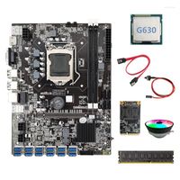 Motherboards B75 BTC Mining Motherboard 12 USB G630 CPU RGB Lüfter DDR3 8 GB 1600 MHz RAM 128G SSD Switch Cable SATA