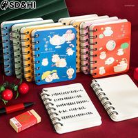 أوراق Mini Coil Pocket Notepads دفاتر محمولة محمولة طالب رسم كرتوني كراسي القرطاسية الكورية