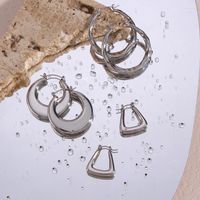 Hoop Earrings Prrety Cool Silver Color Hollow Geometric Roun...