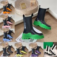 Tasarımcı lastik chelsea platformu bot ayakkabılar venetas deri martin ayak bileği lüks anti-kayma açık hava dalgası renkli kauçuk dış taban elastik dokuma botu EUR 35-45