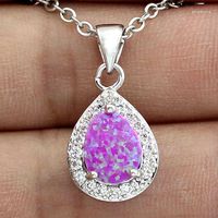 Colares de pingentes Awesome Pink Fire Opal Stone Drop Pingents for Girls Woman Op272