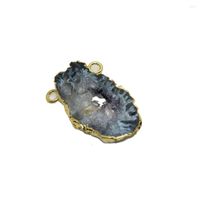 Подвесные ожерелья натуральный ломтик Geode Stone Fruzy for Women Jewelry Make 2022 Gold Bezel Plipe с отверстием случайный разъем самка