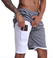 Men 2 In 1 Double Lycra Fitness Shorts Sports Mens Athletic ...
