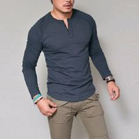 Magliette da uomo maschi di moda taglie forti magliette a maniche lunghe con scollo lunghe magliette da uomo in cotone muscolare di lusso