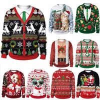 Suéteres masculinos engraçados suéter de Natal Feio de Natal 3d renas do clímax clímax brega brega masculino homem árvore snowflake santa moletons