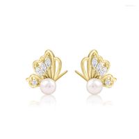 Stud Earrings 925 Silver Freshwater Pearl 5. 5MM Boutique But...
