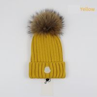 Top knitted fur pom hat fashion designer skull cap letters b...