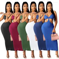 Sıradan Elbiseler Abhelenss 2022 Kadın Yaz Kıyafetleri Zarif Spagetti Kayış Sırtsız Bodycon Seksi Gece Kulübü Partisi Midi