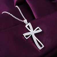 Цепочки 925 Color Silver Beautiful Crystal Cross Cool Collece для женщин для женских модных брендов ювелирные украшения праздничные подарки