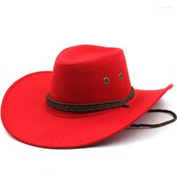 Berets Summer Western Men Fedoras Cowboy Hat Suede for Gentleman Cowgirl Jazz Cap with Sombrero