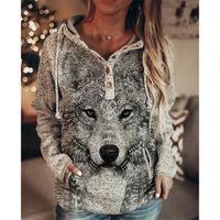 Women' s Hoodies Sweatshirts Wolf Hoodie Fashion Oversiz...