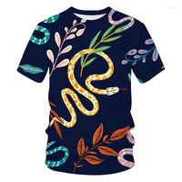 Herren T-Shirts Sommer Trend Übergroße T-Shirt Cartoon Tiermuster Hip Hop 3D Printed Mode O-Neck Kurzarm Schlangenmänner