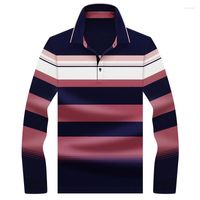 Herren Polos M￤nner Polo -Shirt 2022 Business Casual Atemable Striped Long Sleeve Pure Baumwollarbeit Kleidung