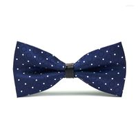 Бобовые галстуки модные мужские мужские переплетения темно -синие точки свадебные аксессуары