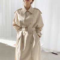 Женские траншеи Coats Whrodbreaker Осенние женские женские корейские ретро-ретро-ретро с длинными рукави