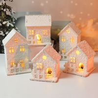 Noel Süslemeleri Beyaz Ahşap Ev Şeklinde LED IŞIK Noel Noel için Aydınlık Süsler Noel Navidad Yıl Dekorasyon Peri Işık Gece Lambası 221201