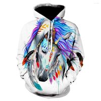 Sweat-shirt de mode d'hiver pour hommes à capuche 2022 Hiver Femmes Femmes 3D Sweat à capuche imprimé White Horse Animal Pattern harajuku vêtements pull