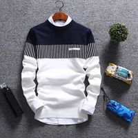 Camisolas masculinos Sweater de outono de outono Fashion Casual Tripta Color Block Knitwear Jumper Pullover Vintage O-pescoço Homens