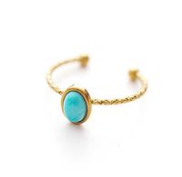 Wedding Rings Simple Stainless Steel Gold Open Turquoise Emb...
