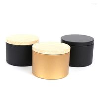 Bottiglie di stoccaggio oro candela nera producendo barattoli per container per gioielli caramelle con coperchi in legno di campionamento estetico
