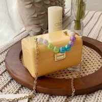 Вечерние сумки акриловая коробка в стиле кошельки и сумочки для женщин -конфеты цветной ручка с бисером для вечеринки для вечеринки женское сцепление поперечное плечо цепное плечо