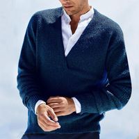 Мужские свитера кардиган V-образное покрытие осени зима и грузовой пуловер с твердыми пулы