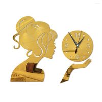 벽 시계 3D DIY 아크릴 시계 패션 기술 미러 소녀 스티커