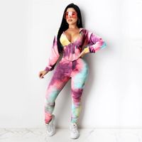 Running Sets Plus Size Sports Suits Tie Dyeing Two- Pieces Ou...