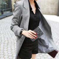 Frauenanzüge 2022 Mode Womens Ladies Grey Ol Blazer Anzug Langarm Langarm Jacke Frühling Outwear Blazer Plus Size